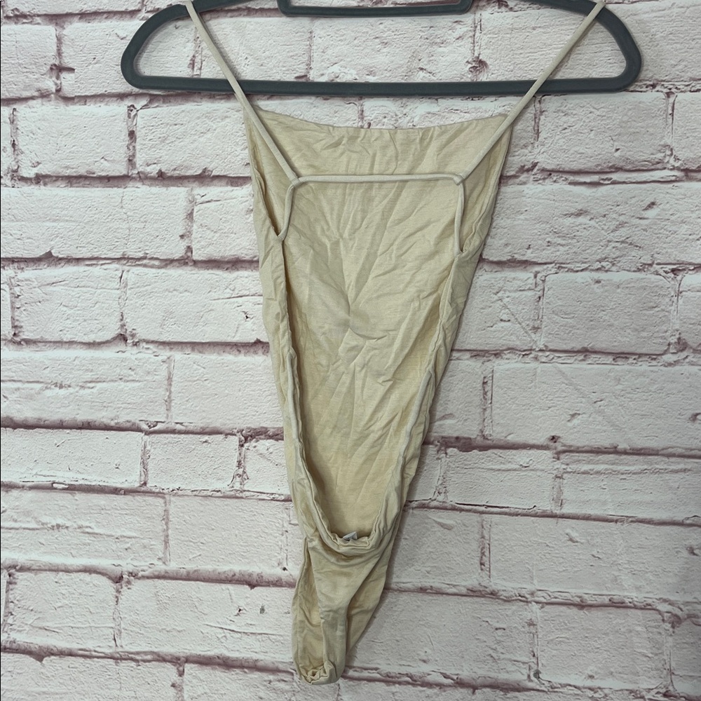 Dna Solid String Back Bodysuit In Beige Like New … - image 4
